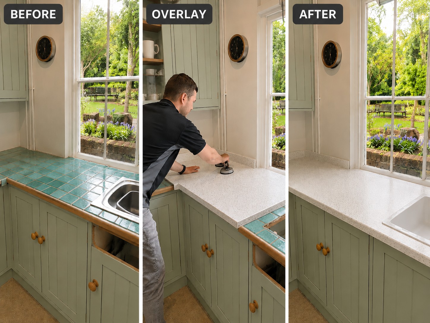Fitting a Seamless Overlay worktop over an existing surface
