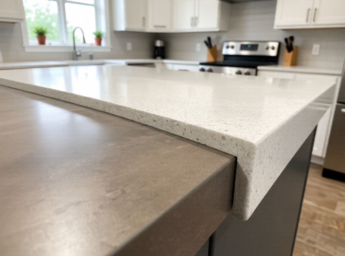 Another example showing how simply our Seamless Overlay worktops transform a kitchen by hiding the existing top